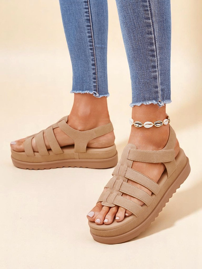 Ženski sandali Royalfashion Helena Classico platforma svetlo rjava