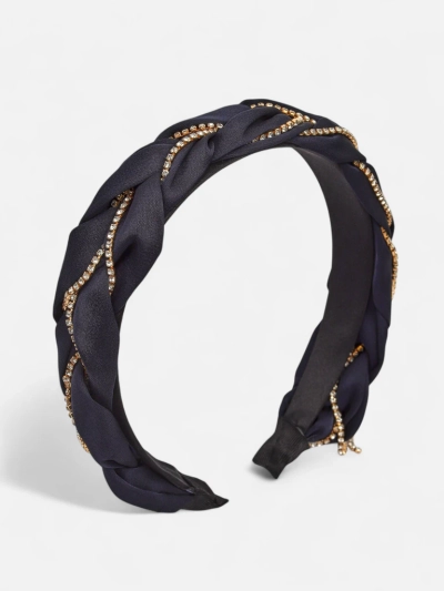 Royalfashion Naglavni trak za lase s pletenico v obliki kite, okrašen s cirkoni