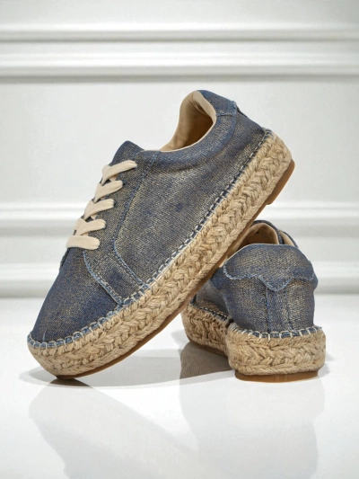 Aurelia Denim Espadrillos – ženski copati s plosko peto iz tkanine