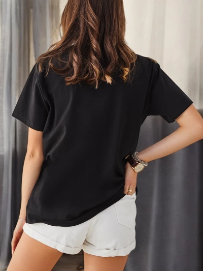 Royalfashion Ženska bombažna majica LOVO z diamanti