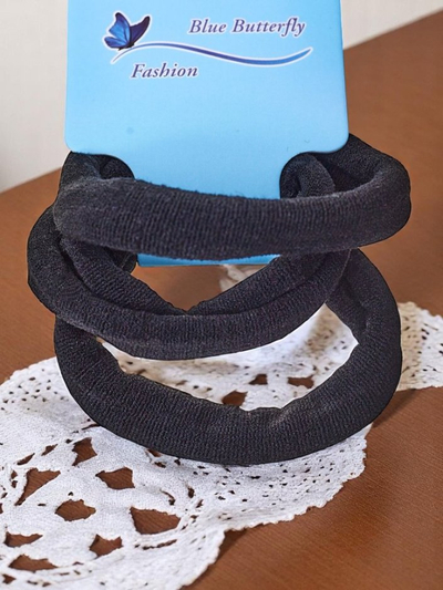 Royalfashion komplet 3 črnih elastik za lase Nero