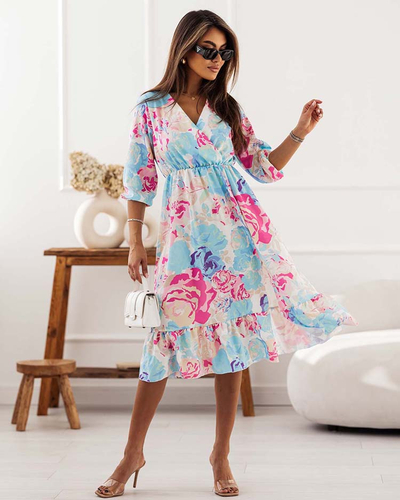 Royalfashion Ženska midi obleka z izvirnim vzorcem