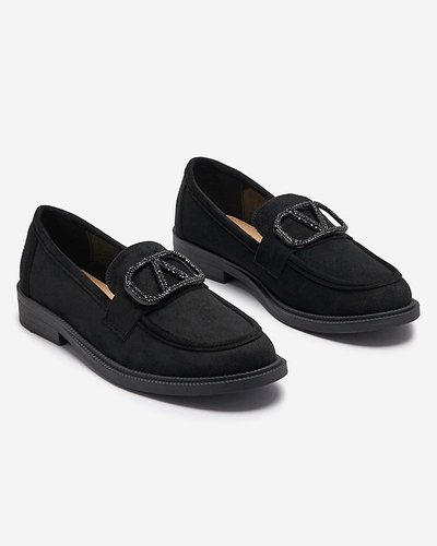 Royalfashion Czarne mokasyny damskie z ozdobą Fogras