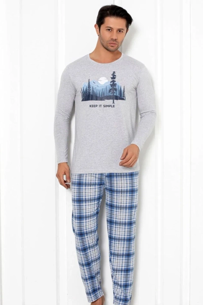 Royalfashion Moške bombažne pižame v karirici