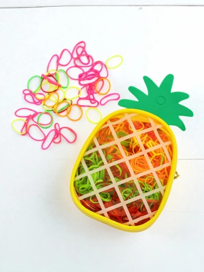 Royalfashion Večbarvne silikonske gumice za lase Ananas