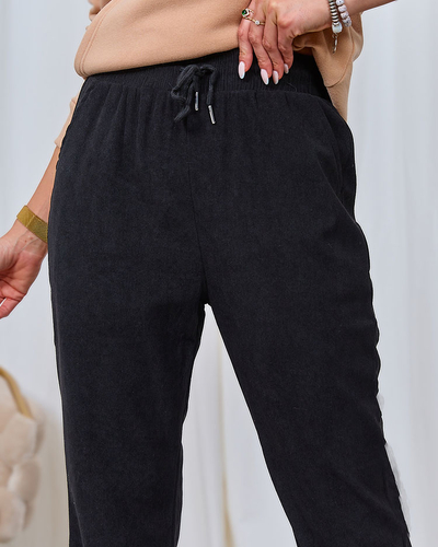 Royalfashion Črne ženske hlače iz manšete