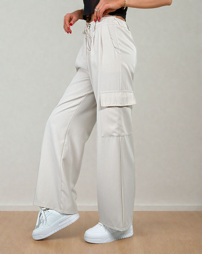 Royalfashion Ženske široke hlače z žepi