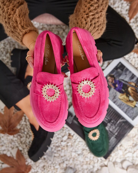 Royalfashion Fuksija ženski mokasini iz eko semiša Likoki