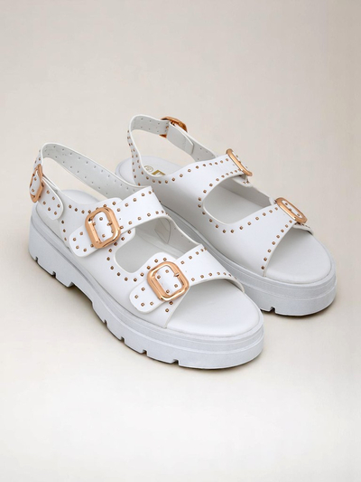 Royalfashion Sandalias de mujer con suela más gruesa y pedrería Rocky Chic