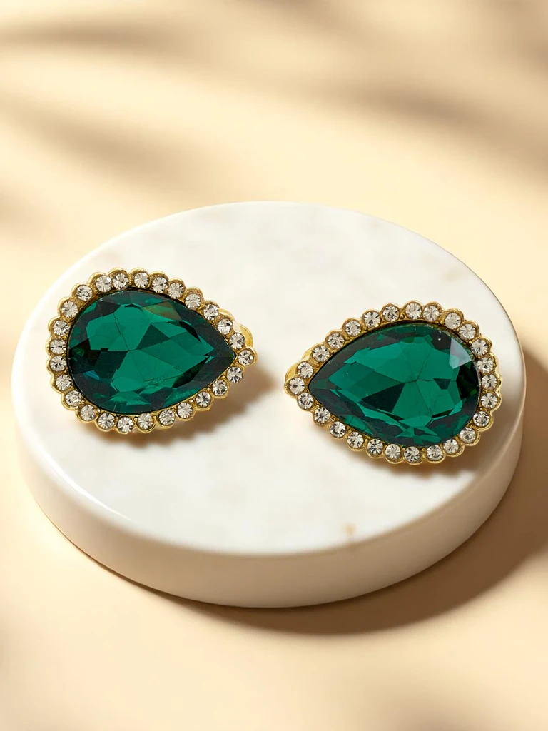 Royalfashion Ženski uhani na klipsno s kristalom in cirkoni