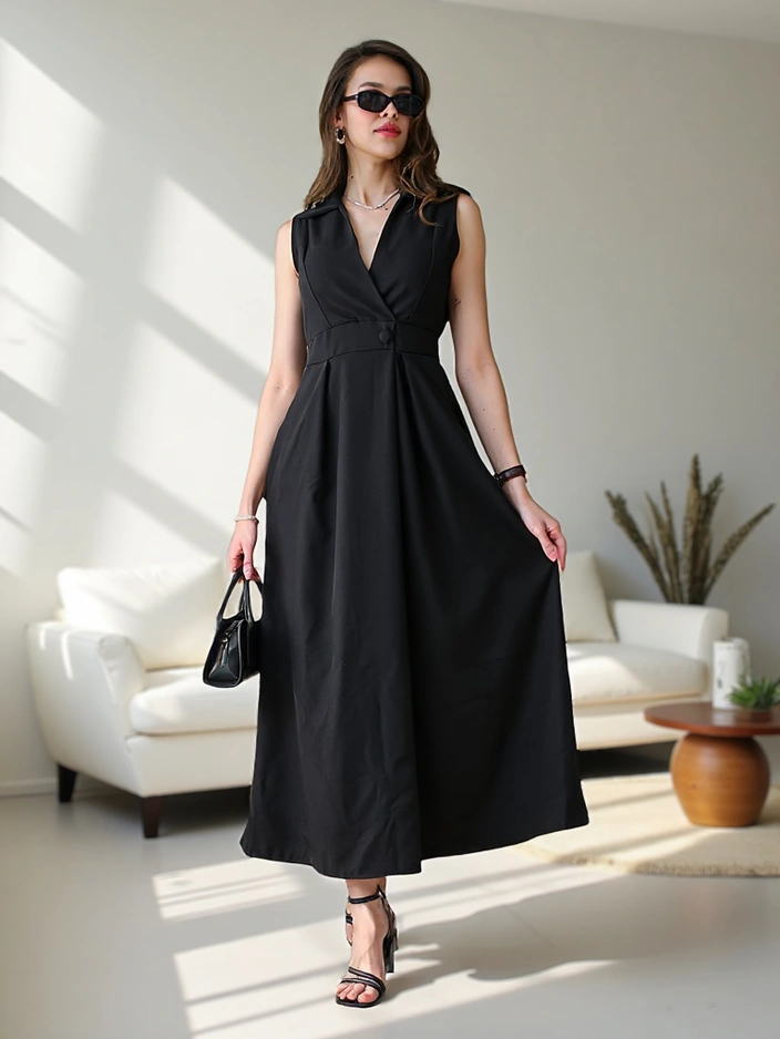 Royalfashion Ženska brezrokavnica z zavihanjem v vratnem izrezu Bizness