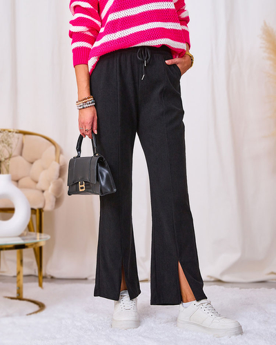 Royalfashion Črne ženske hlače iz manšete