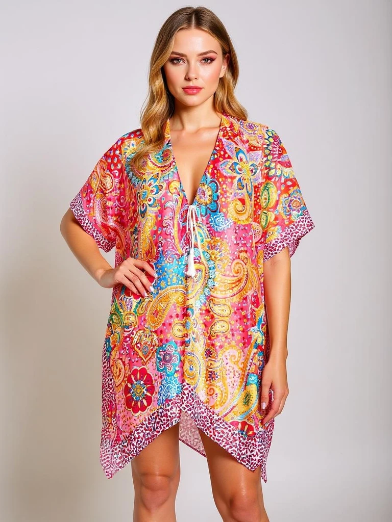 Barvit pareo Royalfashion Callista – elegantna obleka do kolen za na plažo