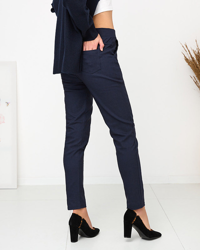 Granatowe damskie ocieplane spodnie typu tregginsy PLUS SIZE - Odzież