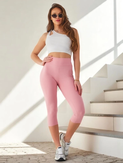 Royalfashion Ženske rebraste legice iz bombaža 3/4