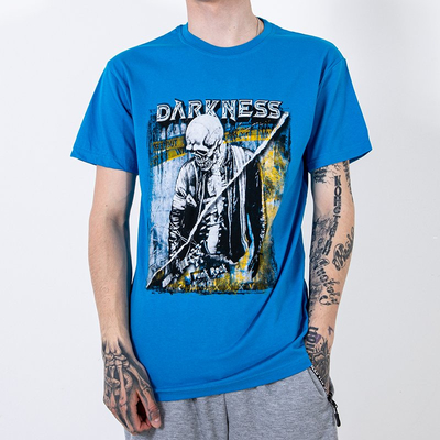 Royalfashion Niebieski bawełniany męski t-shirt z printem