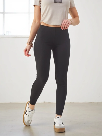 Royalfashion Ženske rebraste bombažne legice