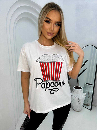Royalfashion Ženska majica s potiskom in cirkoni