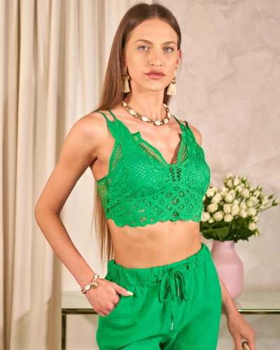 Royalfashion Zielony koronkowy top damski