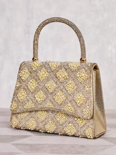 Royalfashion Mala ženska torbica s kristalčki in biseri