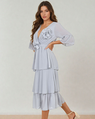 Royalfashion Ženska midi obleka z volančki