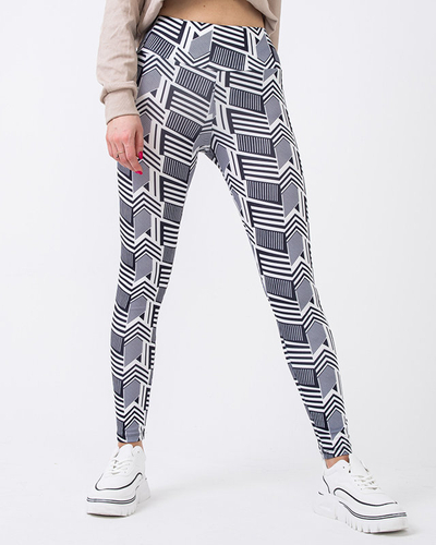Royalfashion Wzorzyste damskie biało- czarne legginsy z wysokim stanem