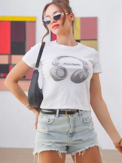 Royalfashion Ženska bombažna majica s potiskom, ki govori o glasbi