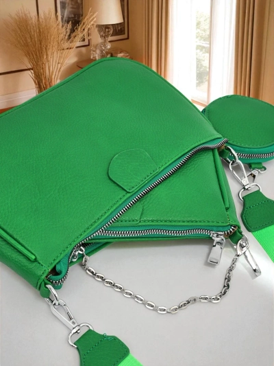 Ženska torbica Pola Verde – zelena, ekološko usnje, 3v1, elegantna