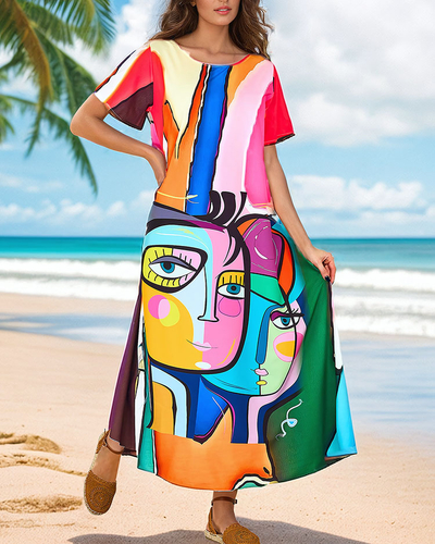 Royalfashion Ženska obleka z vzorčastim potiskom