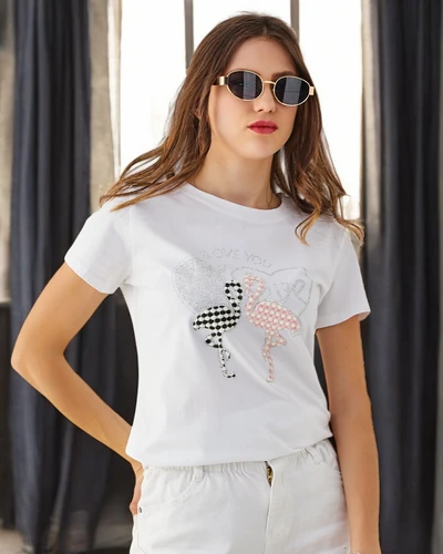 Royalfashion Ženska bombažna majica Flaming Love