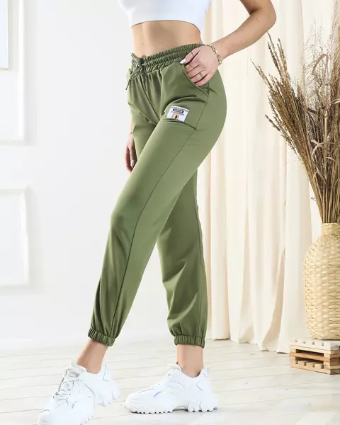 Royalfashion Damskie zielone spodnie dresowe