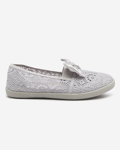 Royalfashion Tenisówki dziewczęce z kokardką w kolorze szarym Osmo