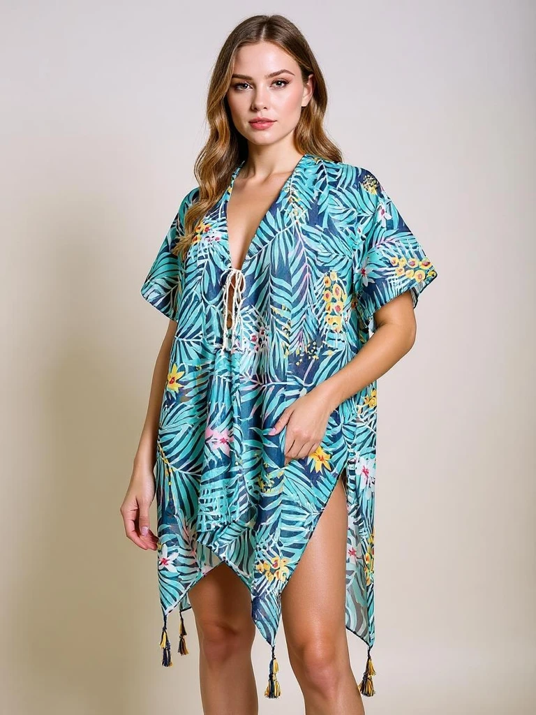 Pareo Helene Tropica Royalfashion do kolen – pisana obleka za na plažo