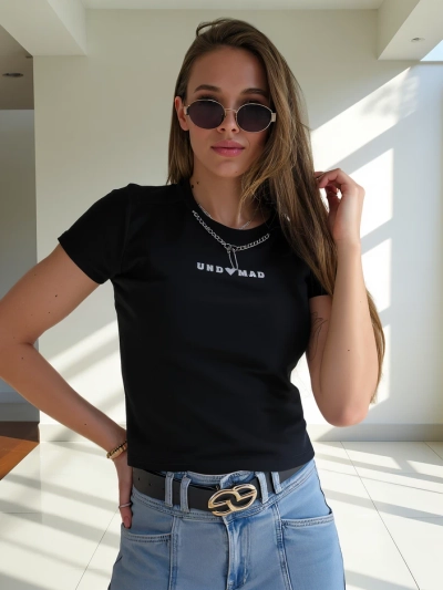 Royalfashion Ženski bombažni crop top z napisom