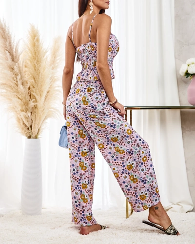 Royalfashion Wzorzysty damski komplet w kolorze różowym