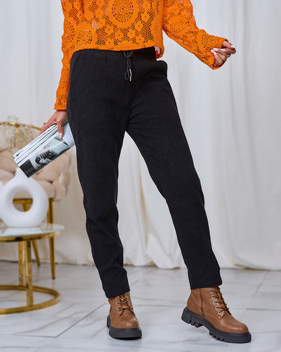 Royalfashion Črne ženske hlače iz manšete