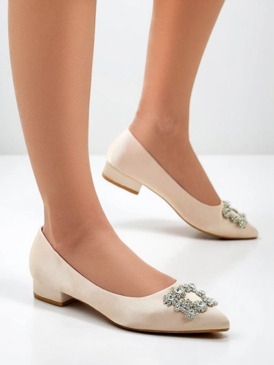 Royalfashion Ženske baletke a'la satén z dekorativno sponko Legant