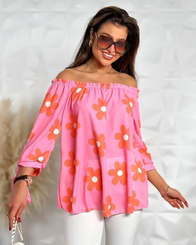 Royalfashion Ženska bluza a'la hiszpanka v cvetju