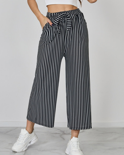 Royalfashion Ženske široke črtaste hlače 7/8