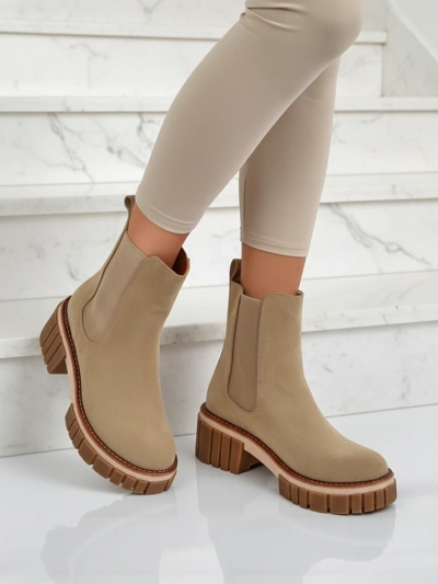 Gležnarji s peto iz eko nubuka Amber Walk