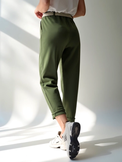 Royalfashion Preproste ženske hlače z pasom