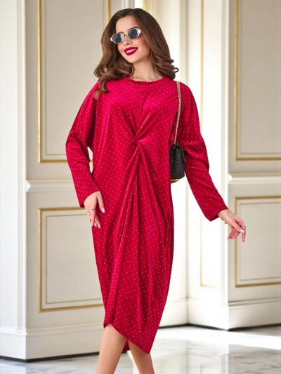 Royalfashion Ženska obleka z nabiranjem