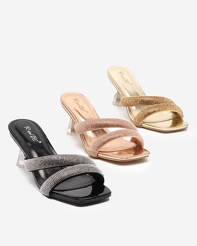 Royalfashion Różowe damskie klapki na niskim obcasie Teroo