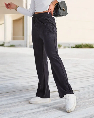 Royalfashion Mornarsko modre ženske hlače iz manšete