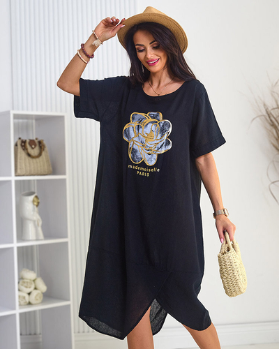 Royalfashion Bombažna ženska obleka oversize