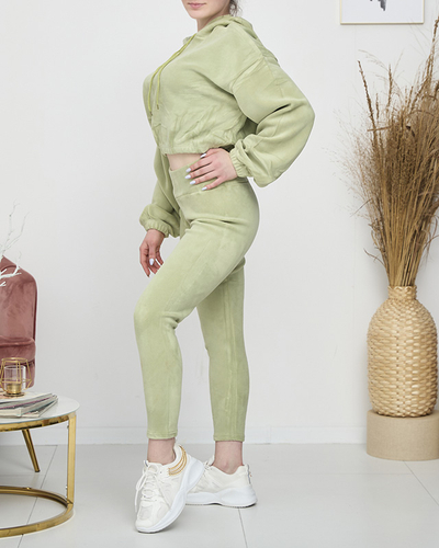 Royalfashion Zielony damski komplet sportowy bluza i legginsy