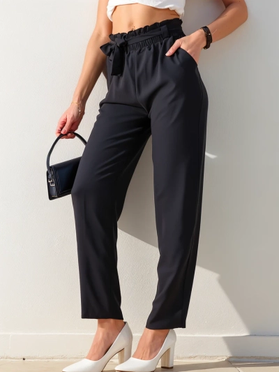 Royalfashion Preprosta ženska platnena hlače s pasom