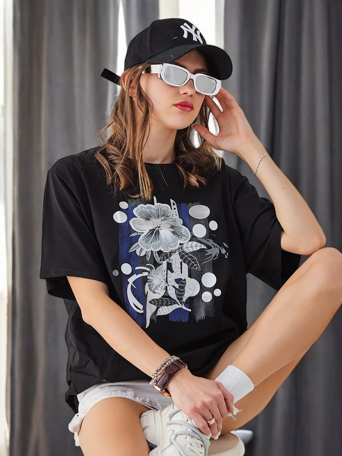 Royalfashion Ženski bombažni majica z motivom
