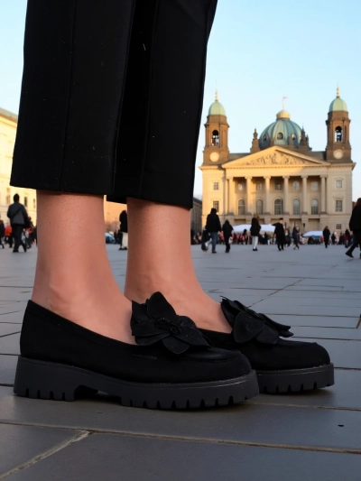 Royalfashion ekološki nobučeni ženski mokasini s cvijetom Floverse