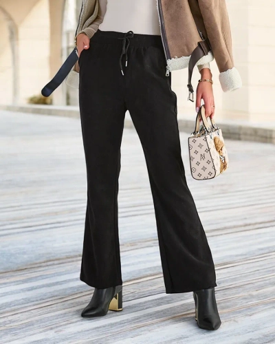 Royalfashion Črne ženske hlače iz manšete